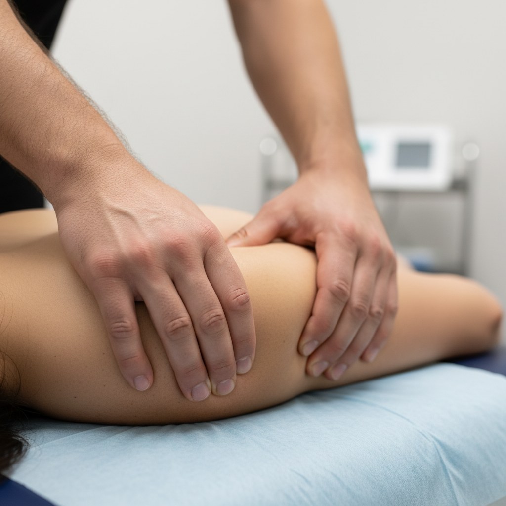 Soft-tissue therapy performed by a Knoxville chiropractor's hands